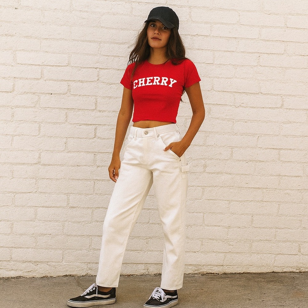 Cherry Los Angeles White Carpenter Jeans Womens 26 White 100% Cotton Made in USA